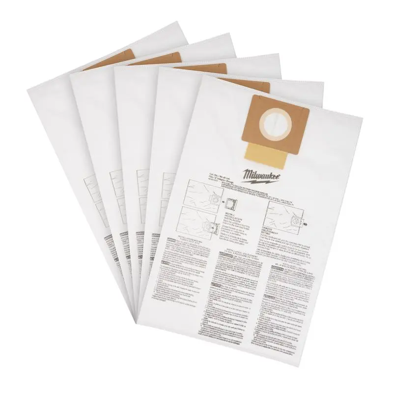Milwaukee Wet Dry Shop Vac Dust Collector Bags 6 Gallon 5 Piece