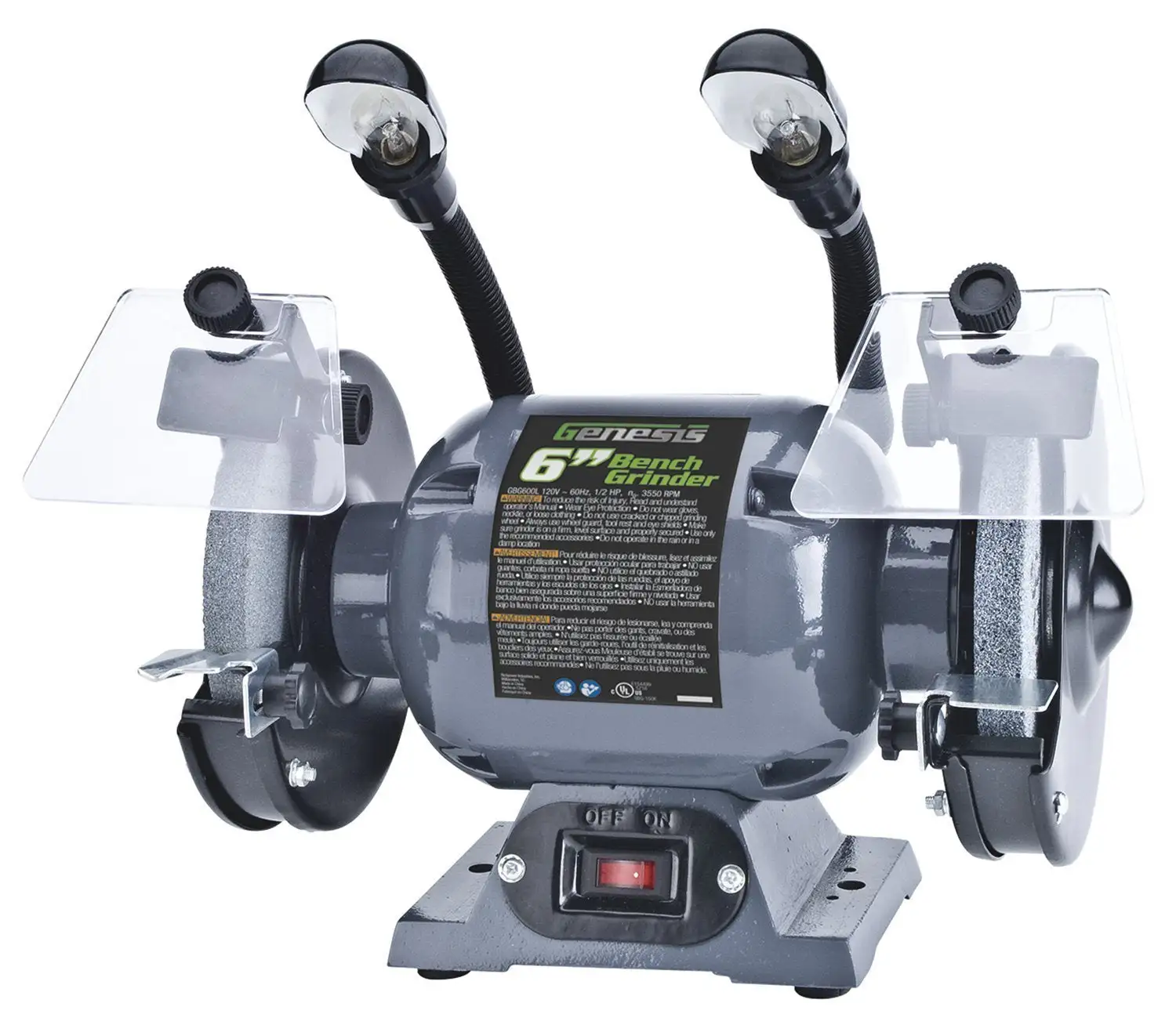 Genesis GBG600L Bench Grinder Lights 6 Inch 1/2 HP
