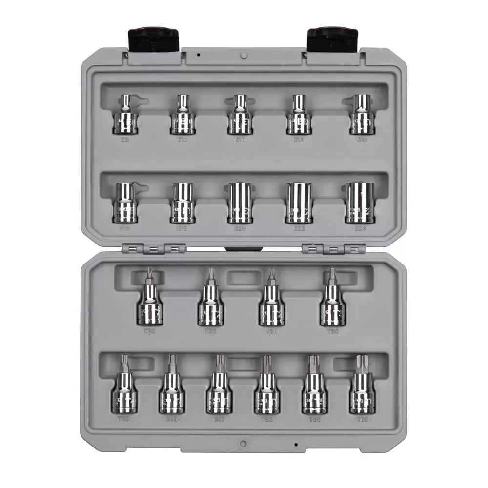TEKTON 1/2 . Drive Torx Bit and External Star Socket Set 20-Piece