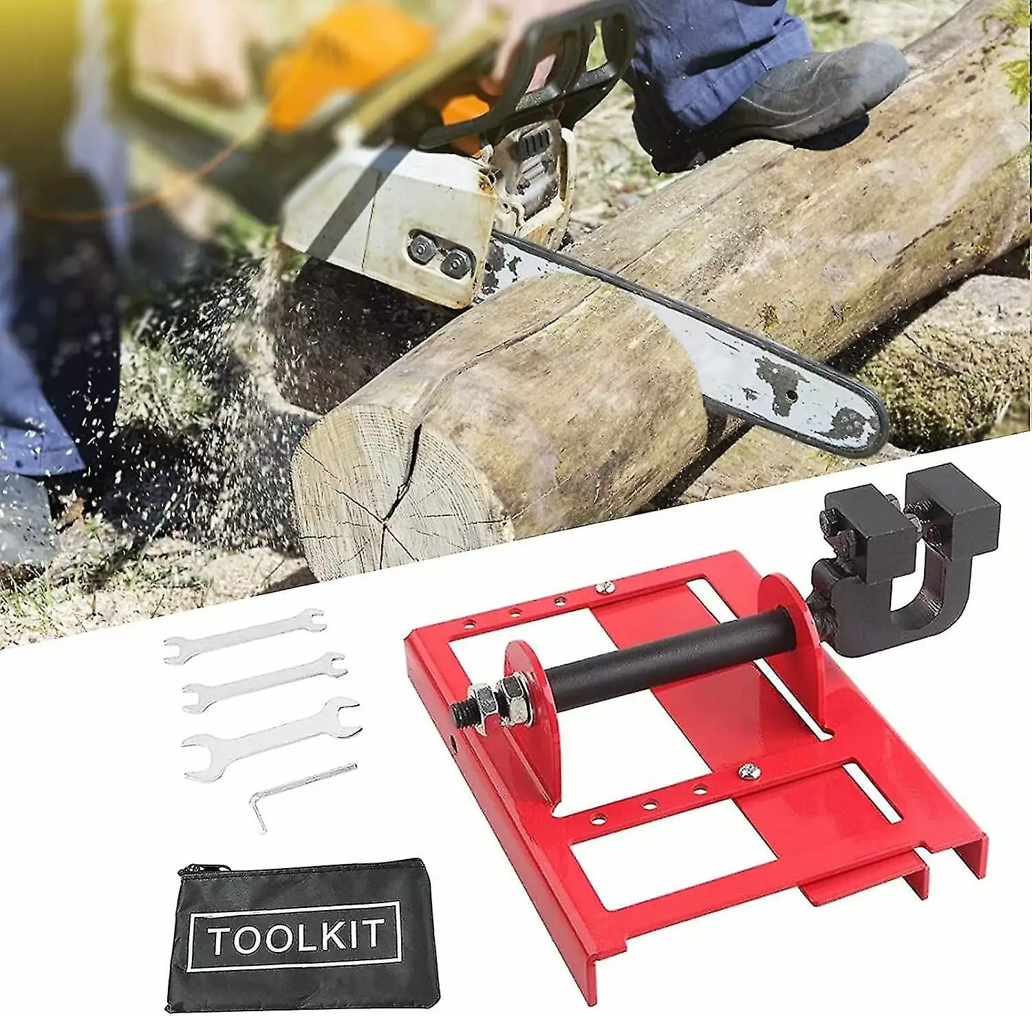 Mini Chainsaw Mill. Cutting. Chainsaw. Grinder. Guide Rail Construction Workers. Contains 1 Electric Grinder. 1 Set Tools ...