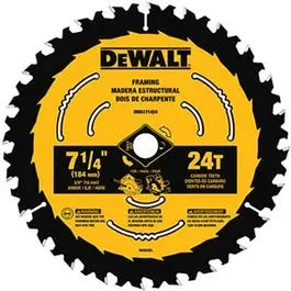 7-1/4-. Framing Circular Saw Blade 24 Teeth Dewalt