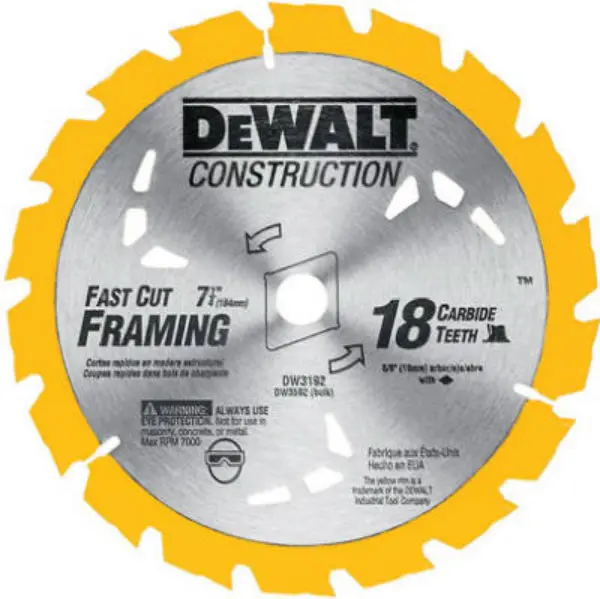 DeWalt Construction Series Circular Saw Blade 18T 7-1/4 Inch DW3192
