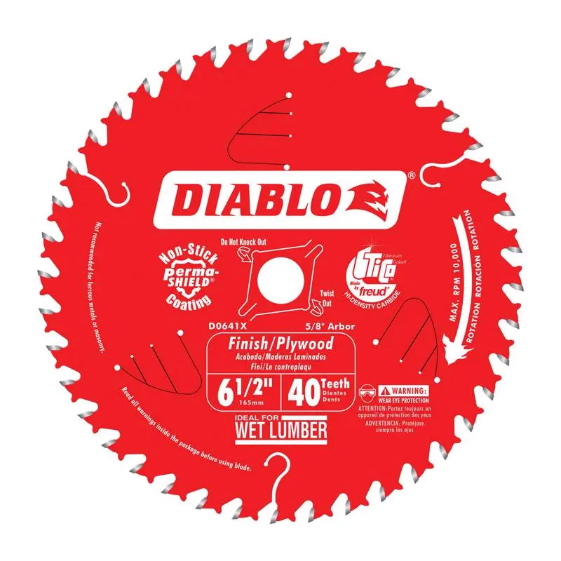 Diablo 6-1/2 D X 5/8 S Finish Plywood TiCo Hi-Density Carbide Circular Saw Blade 40 teeth Pack 10