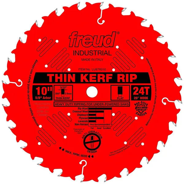 Freud LU87R010 Thin Kerf Rip Carbide Circular Saw Blade 10 Inch 24-Teeth