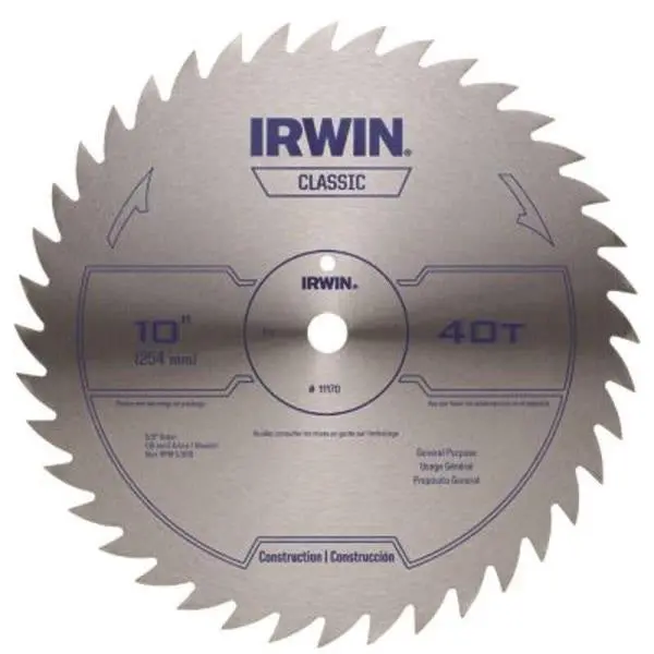 Irwin 11170 Steel Circular Saw Blade 40 Teeth 10 Inch Precision Cutting