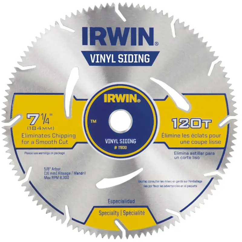 Irwin 7-1/4 Inch D X 5/8 Inch S Steel Circular Saw Blade 120 Teeth Pack 10