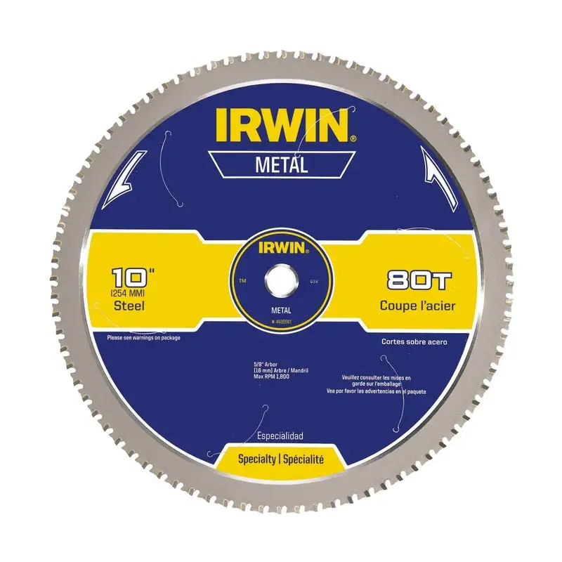 Irwin Marathon 10 Inch 80 Tooth Steel Circular Saw Blade 5/8 Inch Arbor 1 Pack