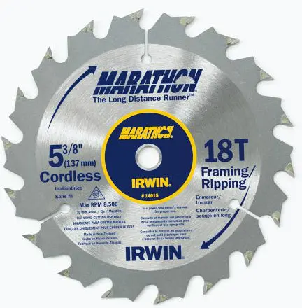 Irwin Tools 14015 Marathon 5-3/8" 18-Tooth Cordless Circular Saw Blade