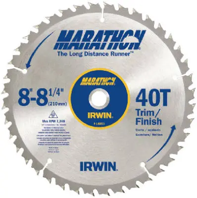 Irwin Tools 14053 Carbide Tipped Marathon Circular Saw Blade 8-1/4 Inch 40T