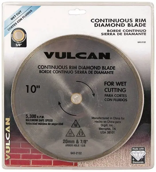 Vulcan 933191OR Continuous Rim Circular Saw Blade 10 Inch Diameter