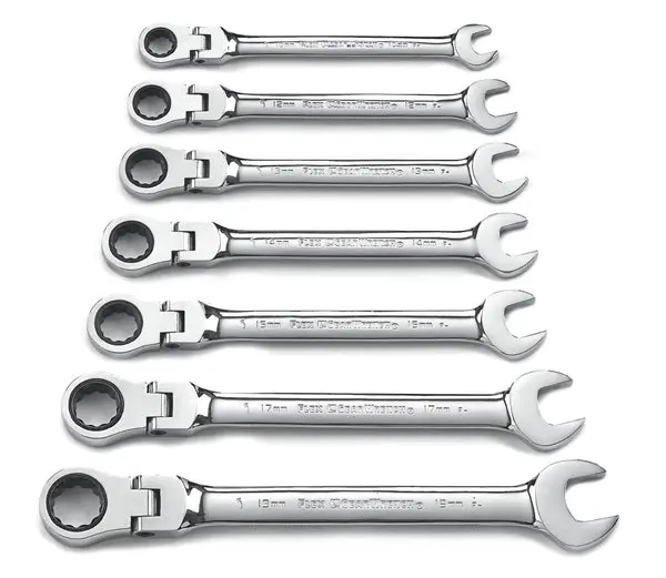 GearWrench 9900 Metric Flex-Head Combination Ratcheting Wrench Set 7-Piece