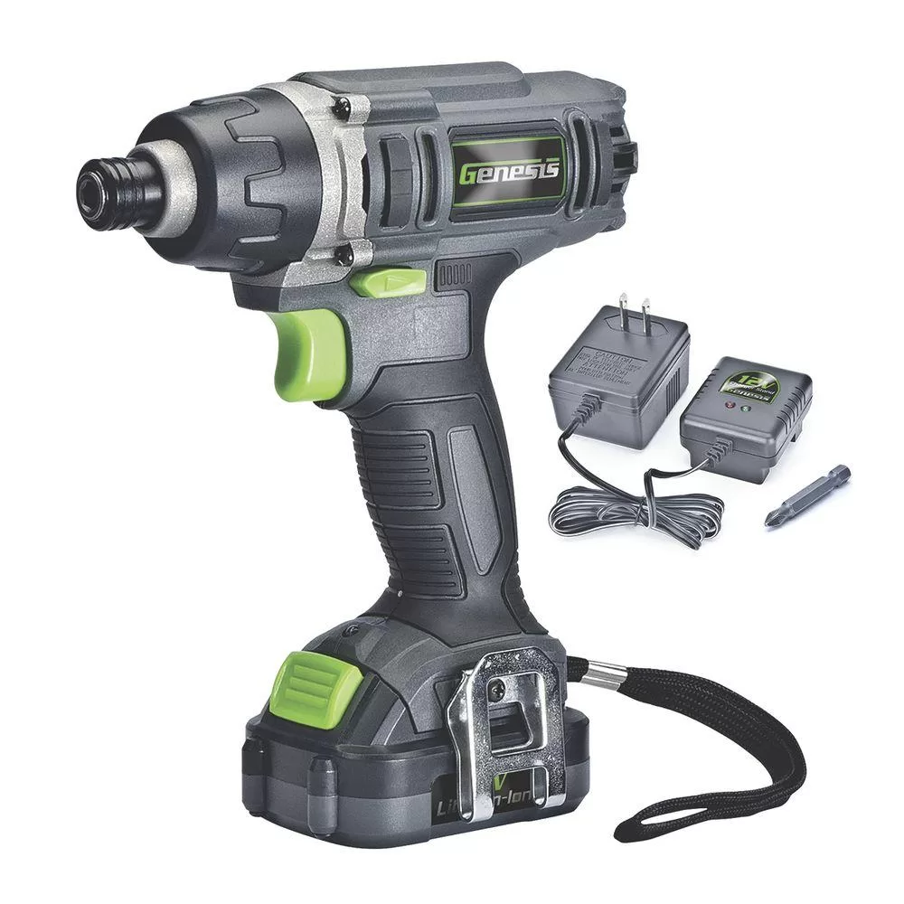 Genesis 12V Lithium-ion Cordless Quick-Change Impact Driver Light and Charger