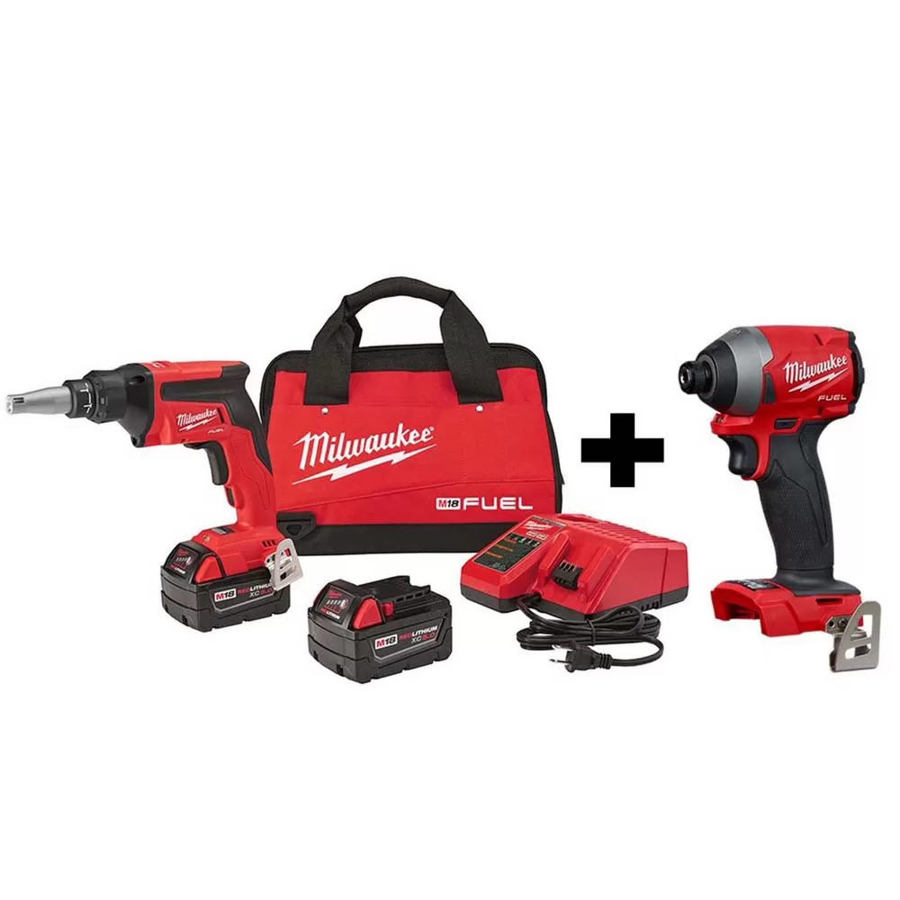 Milwaukee M18 FUEL 18V Brushless Cordless Drywall Screw Gun Kit Impact Driver