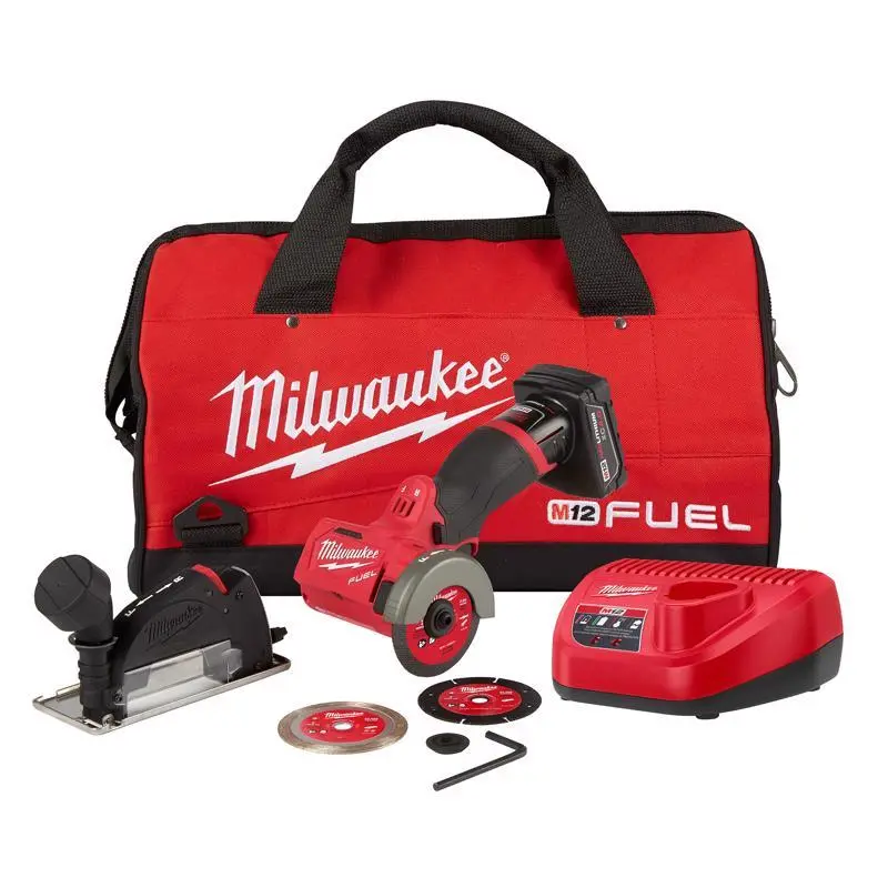 Milwaukee M12 FUEL 3 Cordless Brushless Compact Cut-Off Tool Kit Battery and Charger