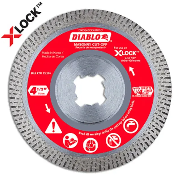 Diablo DDX045CON101C X-Lock Diamond Continuous Cut Off Disc 4-1/2 Inch