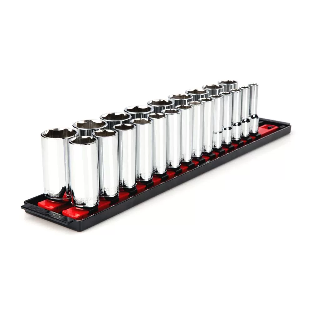 TEKTON 1/2 . Drive Deep 6-Point Socket Set 23-Piece Comprehensive Kit