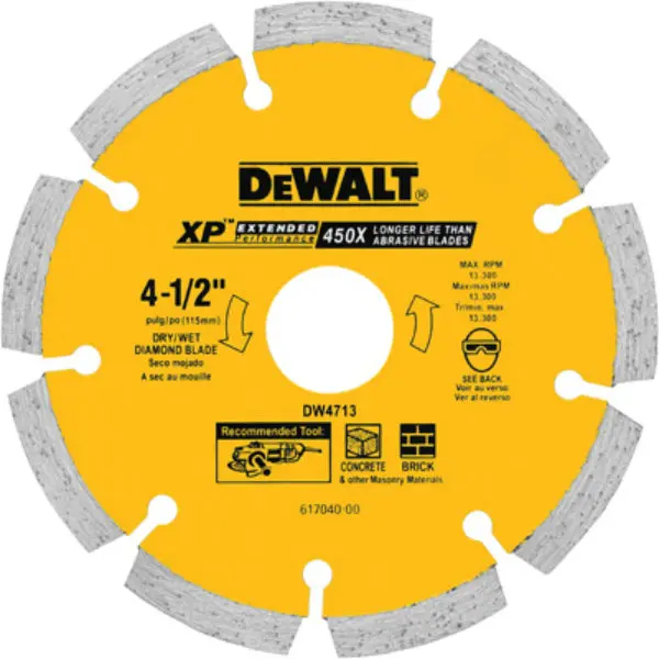 DeWalt XP Extended Performance Segmented Diamond Blade 4-1/2" DW4713