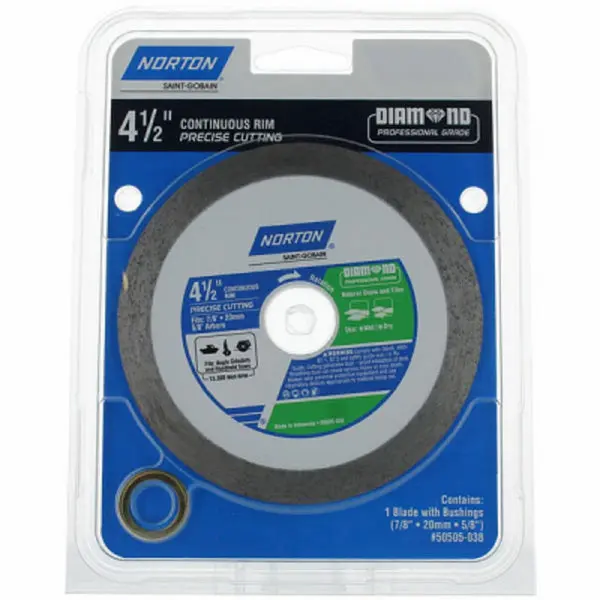Norton 50505-038 4.5 Inch Continuous Rim Diamond Saw Blade Smooth Cuts Tile