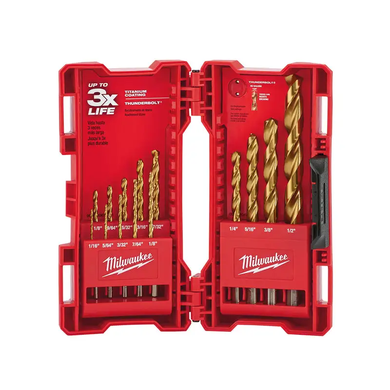 Milwaukee Thunderbolt Black Oxide Drill Bit Set 3-Flat Shank 15 pc Professional Use