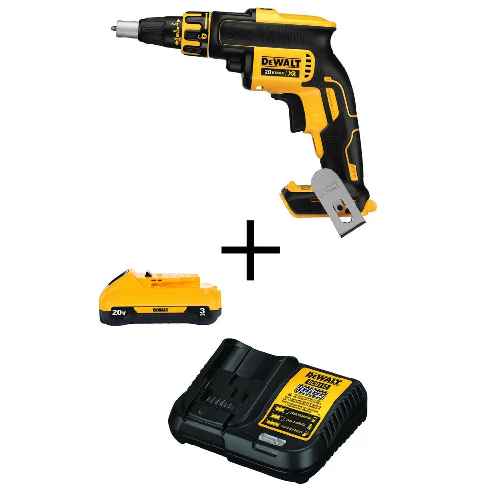 DEWALT 20-Volt MAX XR Brushless Cordless Drywall Screw Gun Battery and Charger