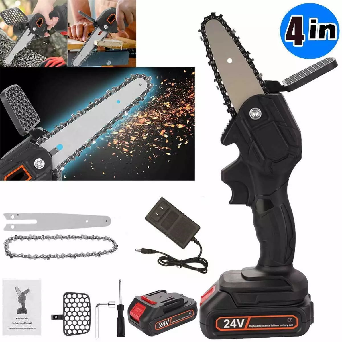 TASHHAR Travel-friendly Mini Chainsaw Cordless Electric Chainsaw Tree Branch Wood Cutting