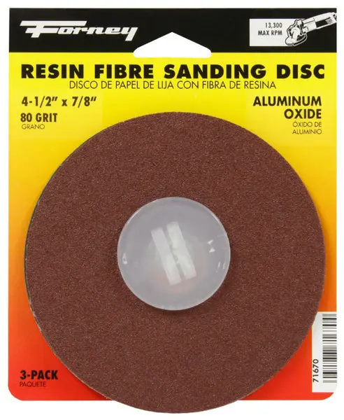 Forney 71670 Aluminum Oxide Resin Fibre Sanding Disc 7/8" 80 Grit 3-Pack