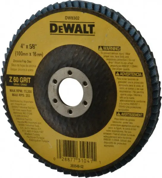 DeWalt DW8302 Zirconia Flap Disc 60 Grit 4 Inch x 5/8 Inch Arbor