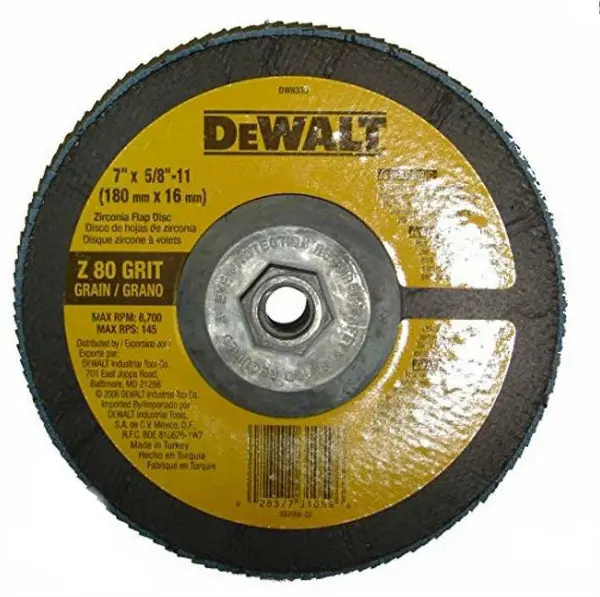 DeWalt DW8330 7 Inch Type 29 Zirconia Flap Disc 80 Grit Smooth Finishing