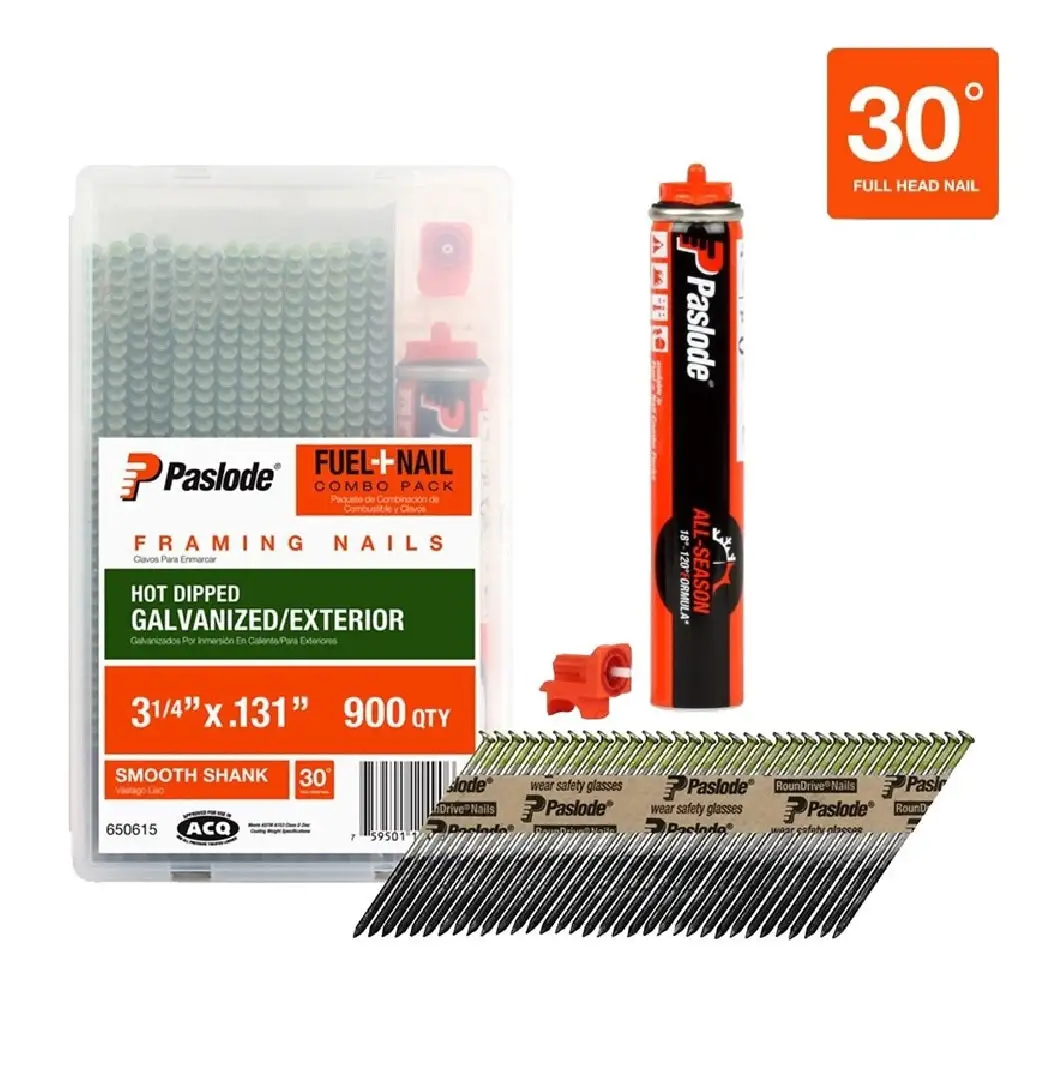 Paslode 650615 Smooth Galvanized Fuel Nail Pack 3-1/4 Inch L x 0.131 D
