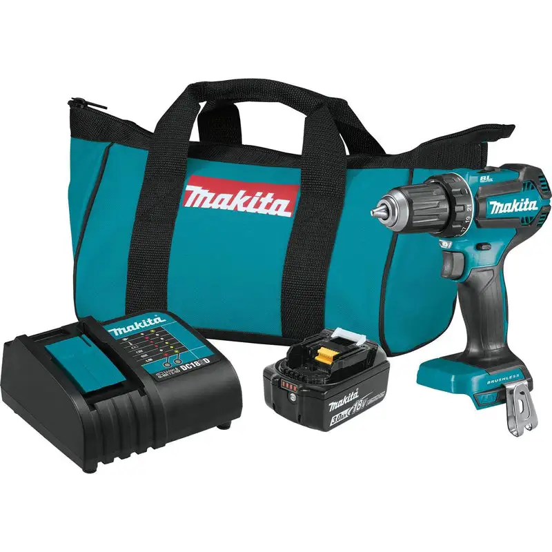 Makita 18V 1/2 . Brushed Cordless Hammer Drill/Drive Kit Battery and Charger