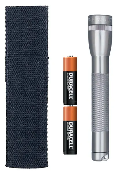 Maglite M2A09H Mini Flashlight and Holster Combo Pack Gray 14 Lumens