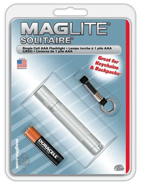 Maglite Solitaire SK3A106 AAA Cell Flashlight Compact Silver Light