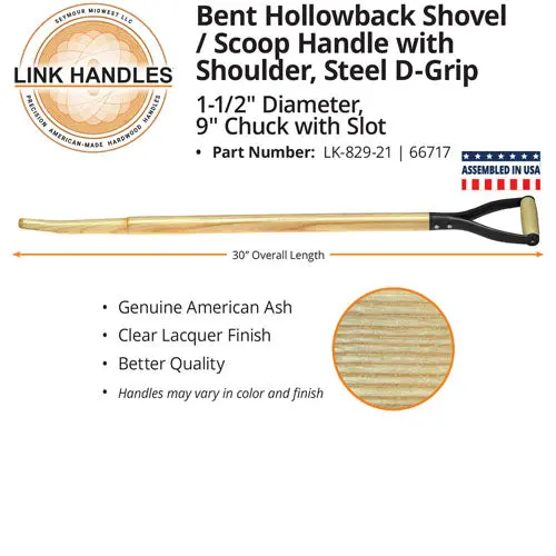 Seymour Midwest 30 Inch Bent Hollowback Shovel Scoop Handle D-Grip