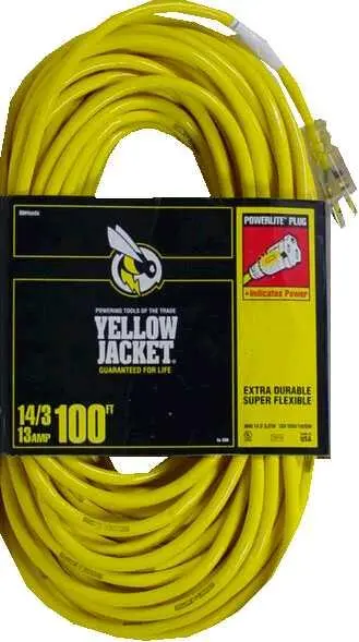 Yellow Jacket 2888 Extension Cord 15 Amp 100 Feet Heavy Duty Outdoor Power Cord
