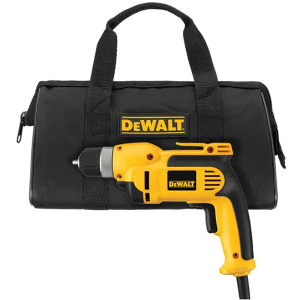 DeWalt DWD110K Heavy Duty VSR Pistol Grip Drill Kit Keyless Chuck 3/8 Inch 8.0A