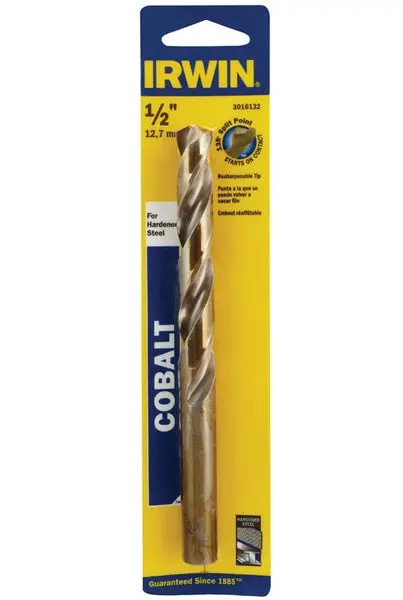 Irwin 3016132 Cobalt High Speed Drill Bit 0.5 Inch Diameter Professional Use