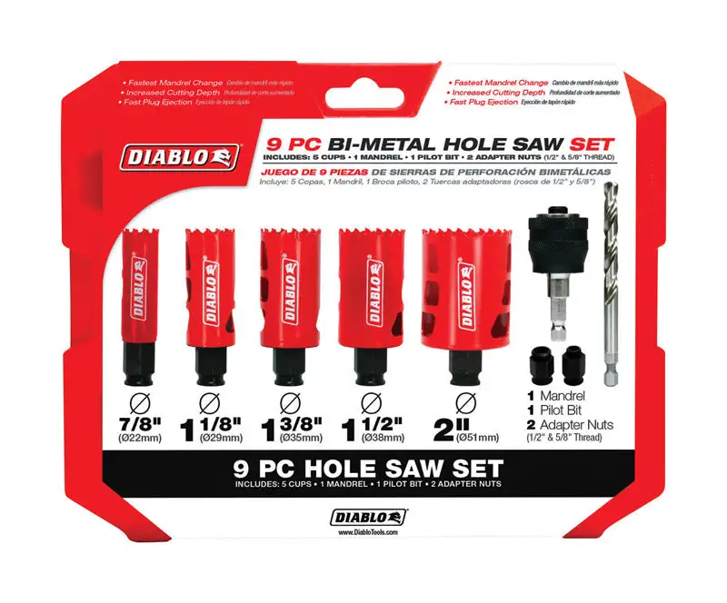 Diablo Snap-Lock Plus Bi-Metal Hole Saw Kit 9 Piece Set