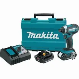 18-Volt Compact Cordless Impact Driver Kit 2 Lithium-Ion Batteries 1/4-Inch Hex Makita