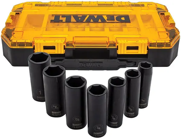 DeWalt DWMT74736 7 Piece SAE 1/2 Inch Deep Drive Impact Socket Set