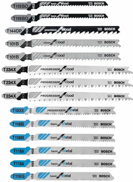 Bosch T14CPSC T-Shank Wood & Metal Cutting Jig Saw Blade Set 14 Piece