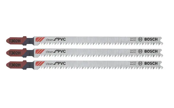 Bosch T302H3 10 TPI Clean PVC T-Shank Jig Saw Blades 3 Pack Plastic Cutting