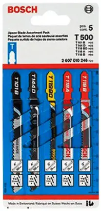 5 Piece Jig Saw Blade Assortment Wood and Metal Cutting Bosch
