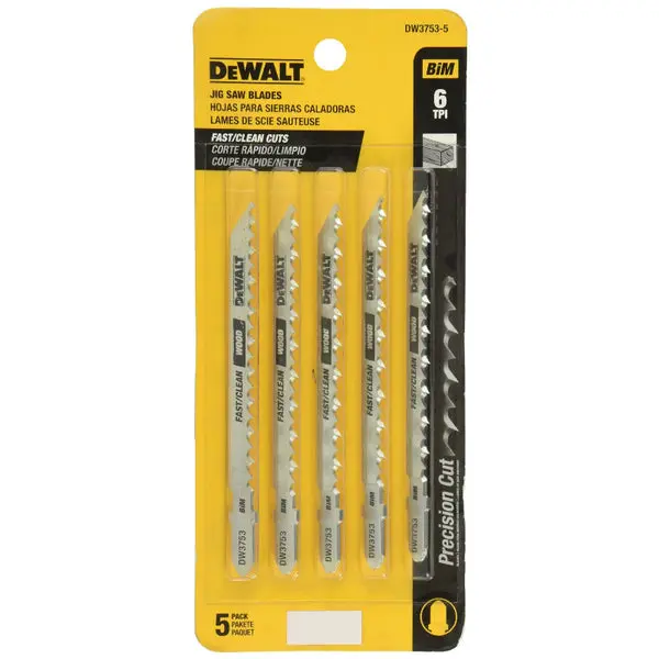 DeWalt DW3753-5 T-Shank Clean Cutting Cobalt Steel Jig Saw Blades 5-Pack