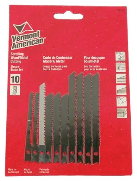Vermont American 30039 10-Piece Jig Saw Blade Set Wood and Metal
