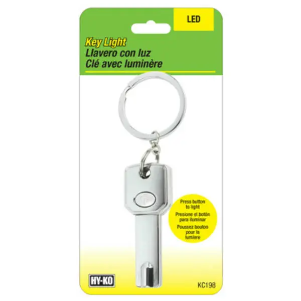 Hy-Ko KC198 Key Shaped LED Flashlight Key Chain Silver