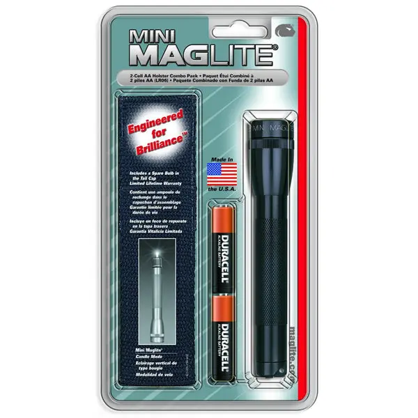 Maglite SM2A01H Mini Holster Combo Flashlight Pack 2 AA Cell Black