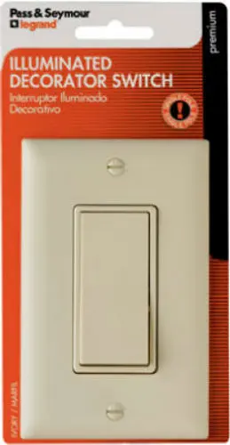 Pass & Seymour TM870ISLCCC5WP Illuminated Decorator Lighted Switch 15A Ivory Pass u0026 Seymour
