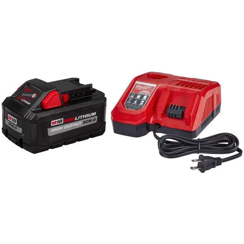 Milwaukee M18 REDLITHIUM XC8.0 18 Volt 8 Ah Lithium-Ion Battery and Charger Starter Kit