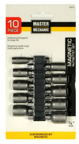 Master Mechanic 160379 Magnetic Nutsetter Set 10-Piece Secure Fastening