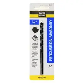 Percussion Masonry Drill Bit 1/4 x 4-Inch Concrete and Brick Master Mechanic